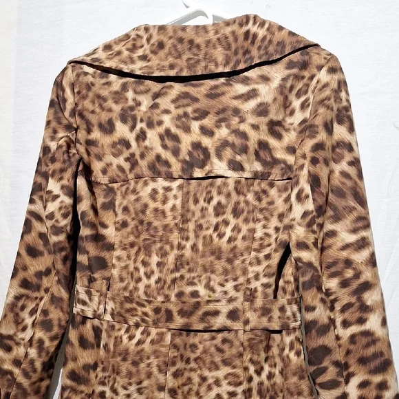 INC Animal Print Trench Coat, Short With Belt Sz 4, NWOT - Picture 11 of 16